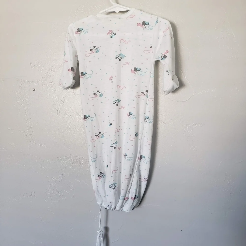 Dundee Vintage Baby One Size Sleep Sack Dress Nightgown White Minnie Mickey 90s